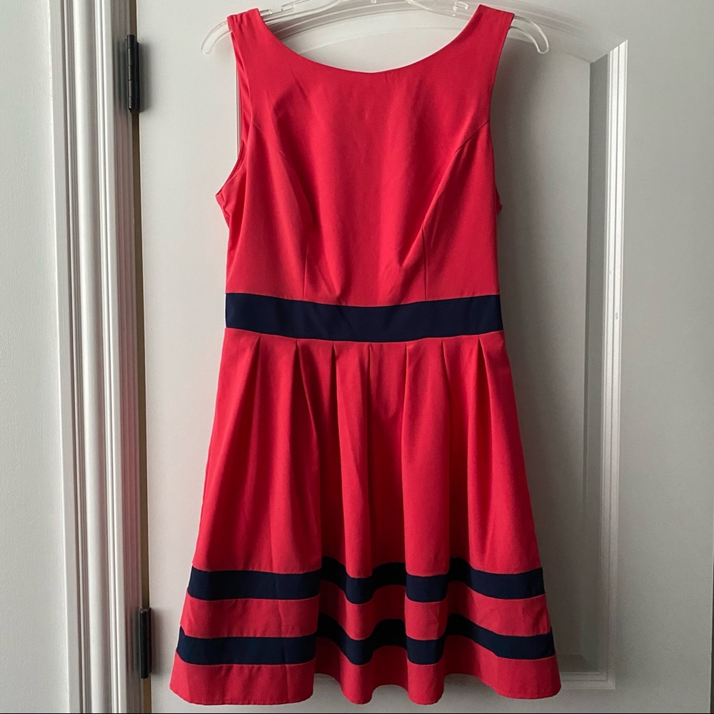 Coral and navy short dress